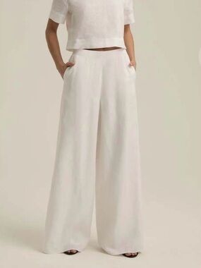 Favorite Daughter Bright White Wide-Leg Linen Pants